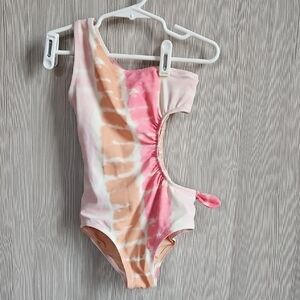Kids Pink and Orange Tie-Dye Swimsuit